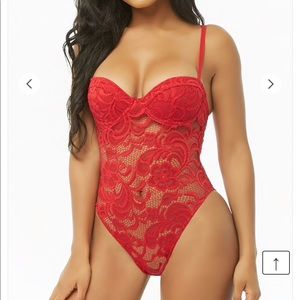 FOREVER 21 RED LACE TEDDY